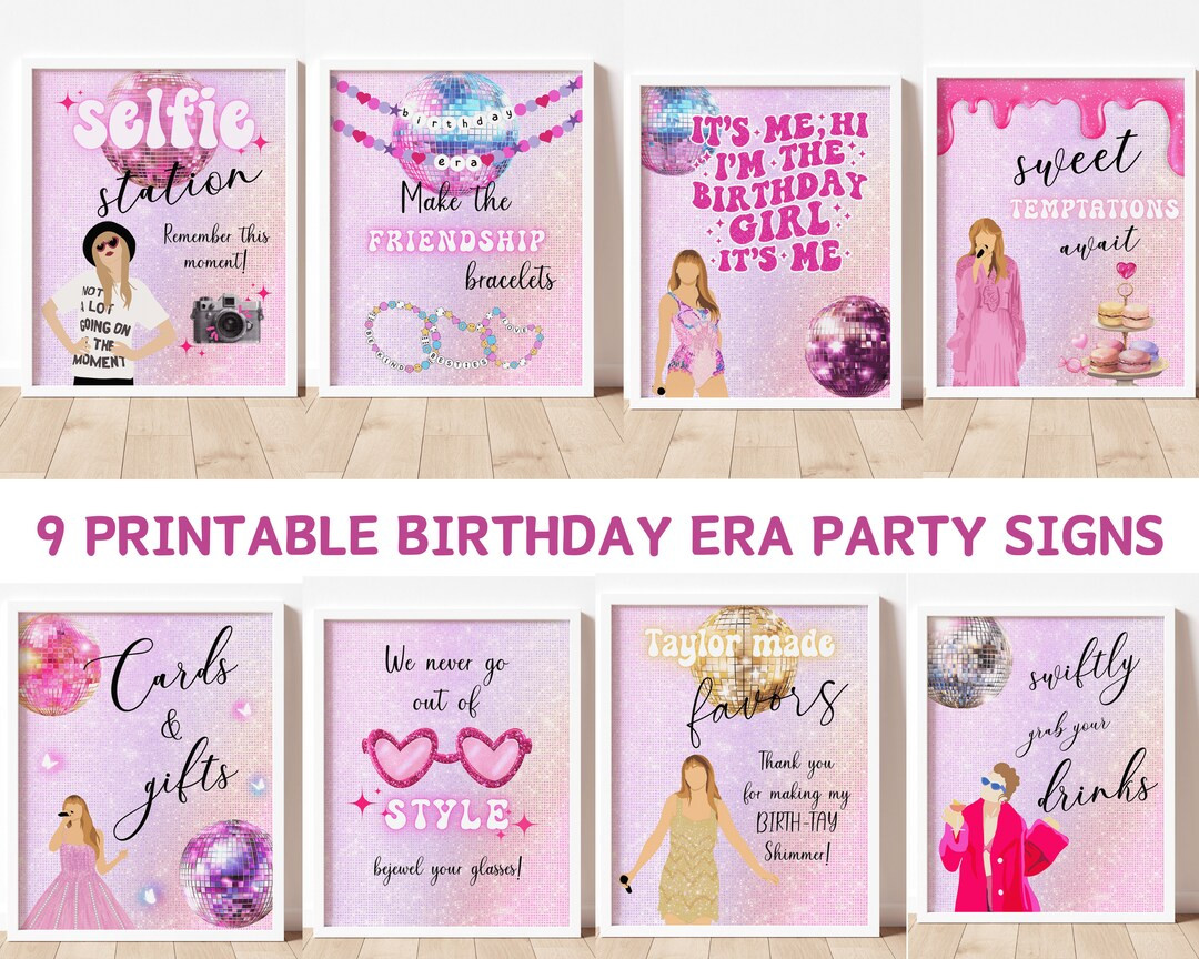 Printable Eras Birthday Party Signs, Digital Tay Birthday Bundle,it's Me Hi Birthday Invite,eras ... | Etsy (US)