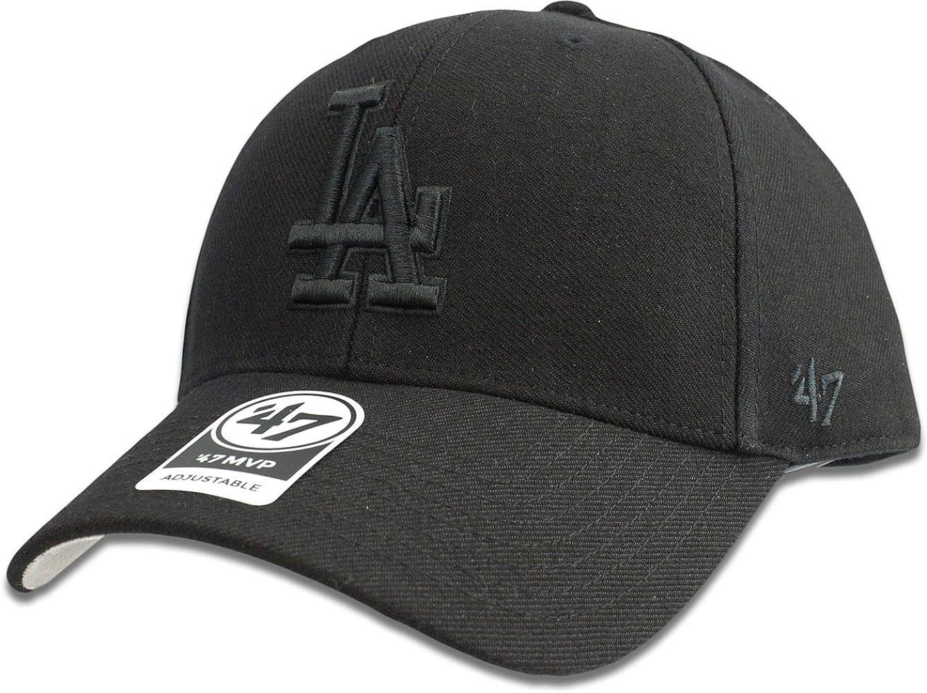 Los Angeles Dodgers Hat MLB Authentic '47 (Forty Seven) Brand MVP Adjustable Black on Black Baseball | Amazon (US)