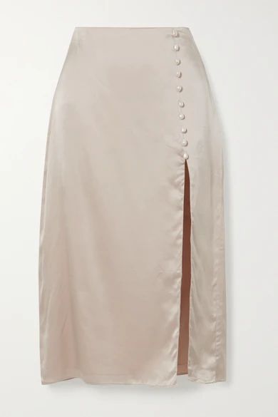 Cami NYC - The Kalanni Embellished Silk-charmeuse Midi Skirt - Beige | NET-A-PORTER (US)