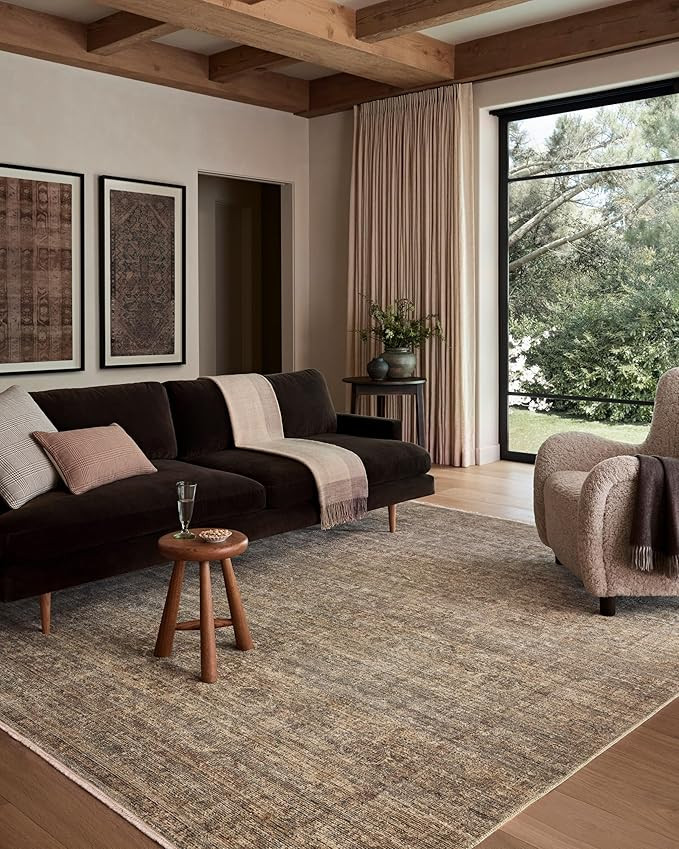 Loloi Amber Lewis Molly Collection MOL-07 Tobacco/Sage 3'-0" x 5'-0" Low Pile Accent Rug | Amazon (US)