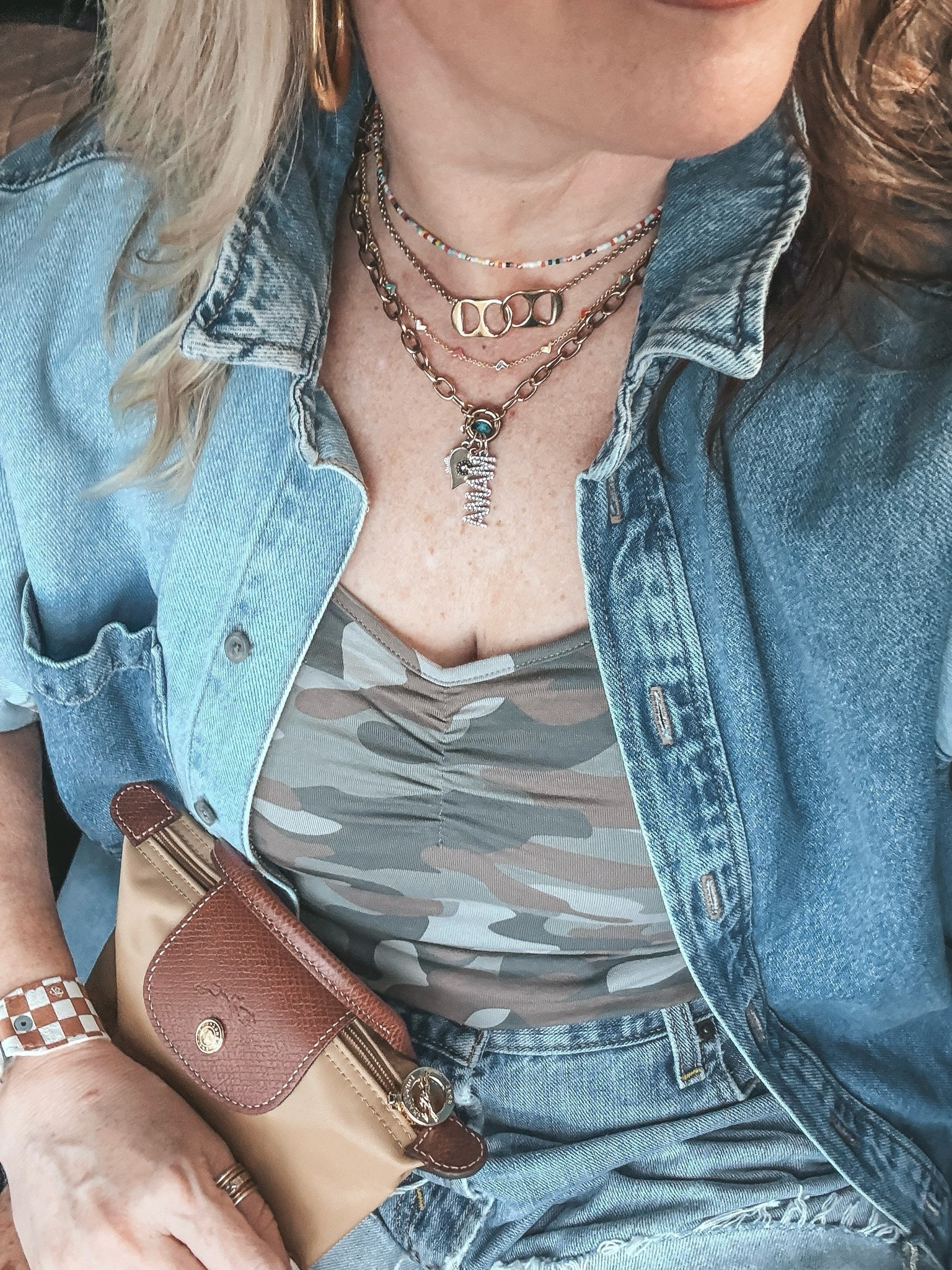 This necklace stack was so good had to share! Casual date night look! Denim & camo! 🥰

#LTKOver40