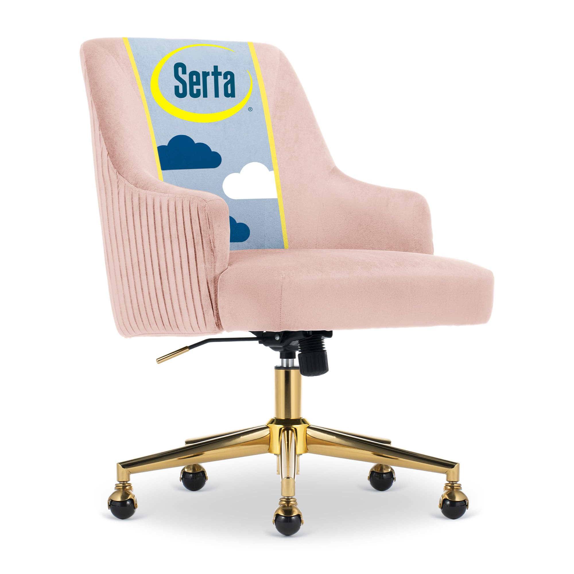 Serta Scarlett Modern Office Chair, Pleated and Curved Mid-Back Desk Chair, Pocket Coil Seat Cush... | Amazon (US)