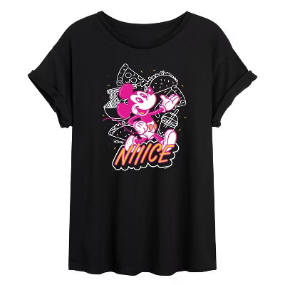 Women's Disney Nice Mickey Oversized Graphic T-Shirt - Black - X-Large | Target