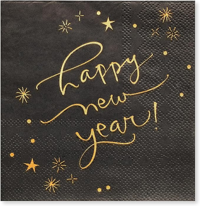 American Greetings 50-Count 5 in. x 5 in. Beverage Napkins, Kathy Davis New Years Eve Party Suppl... | Amazon (US)