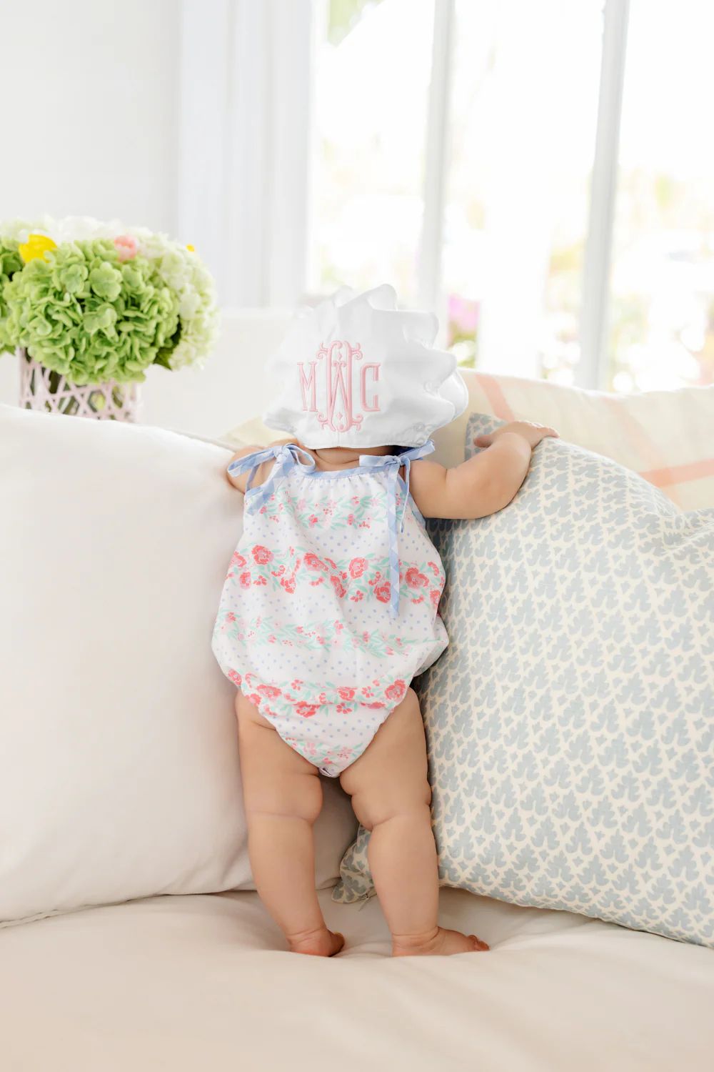 Junie B. Bubble - Gasparilla Garlands with Beale Street Blue Check | The Beaufort Bonnet Company