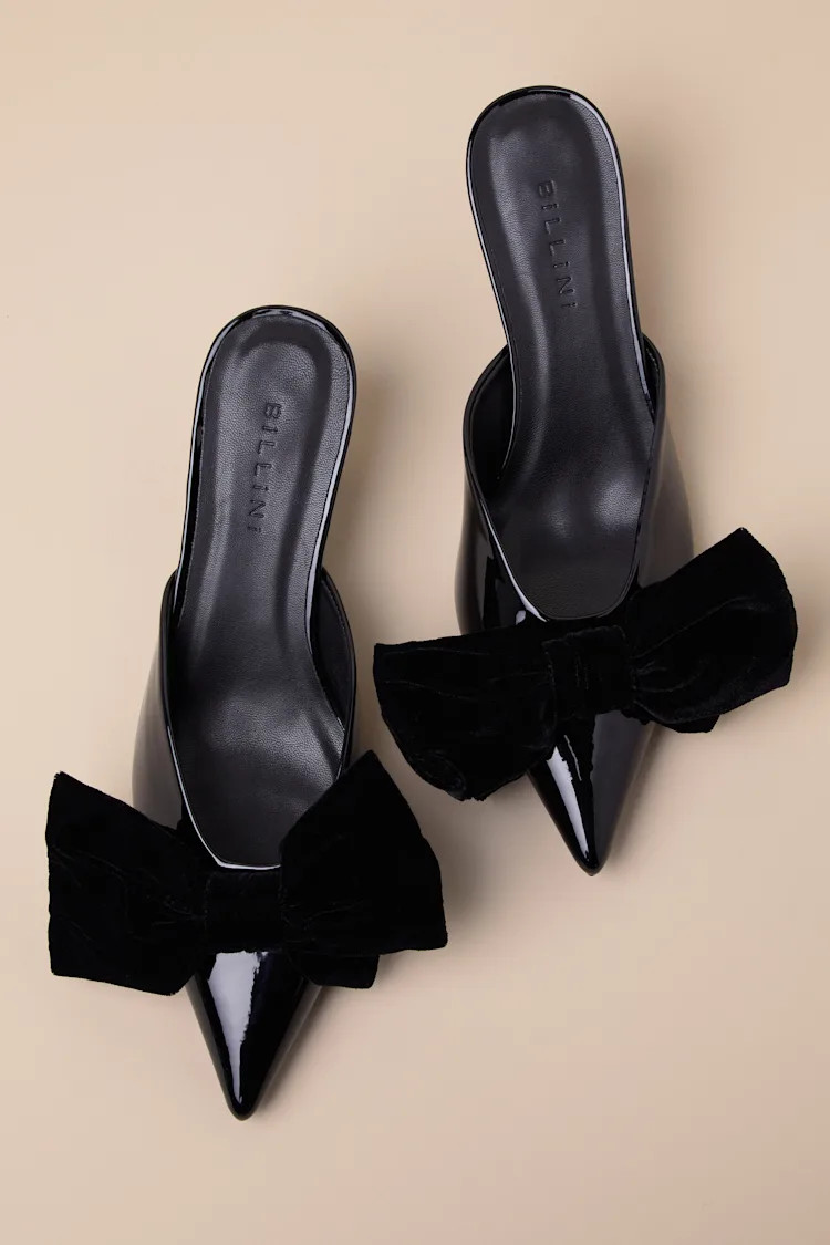Niva Black Patent Bow Kitten Heel Pumps | Lulus