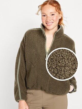 Cropped Sherpa 1/4-Zip Pullover for Women | Old Navy (US)