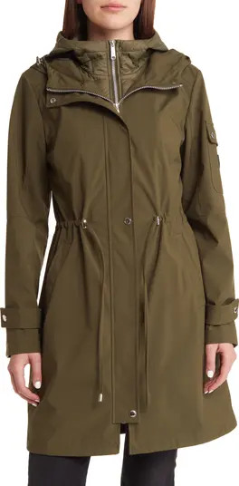 Sam Edelman Water Repellent Rain Jacket with Bib | Nordstrom | Nordstrom