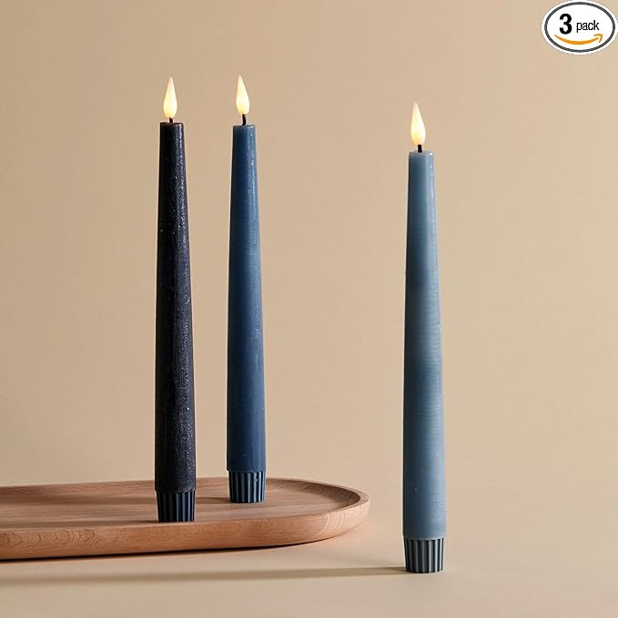 LampLust Battery Operated Candles with Remote, 9 Inch, 3 Pack Gradient Blue Candlesticks, LED Can... | Amazon (US)