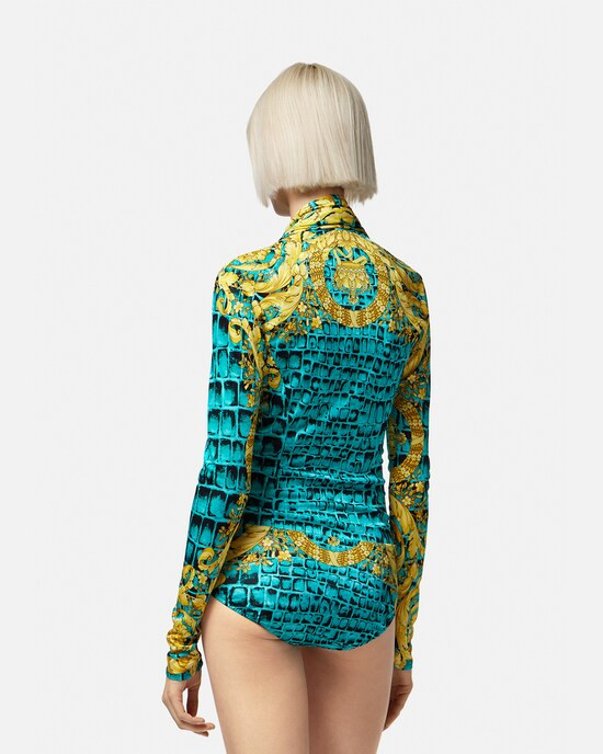 Baroccodile Draped Bodysuit | Versace (US)