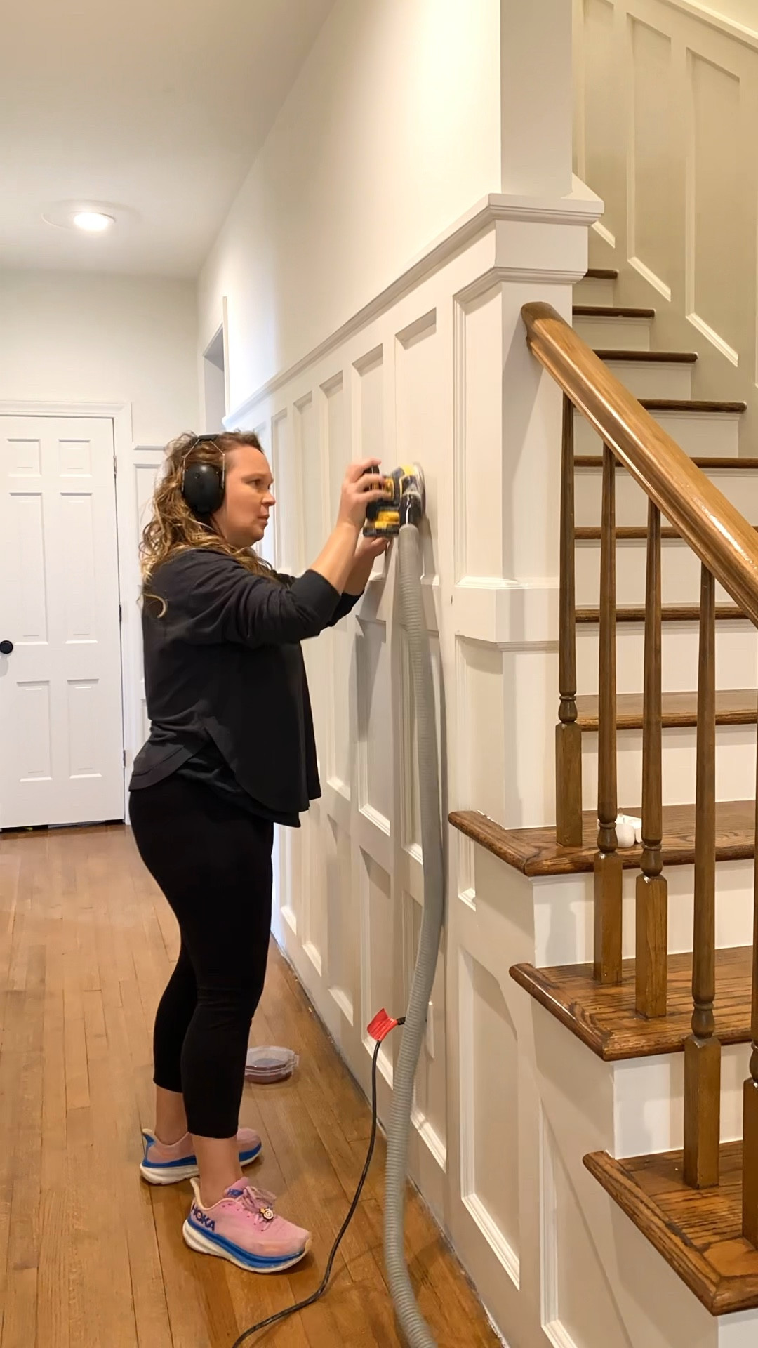 Going for a super shiny finish. This sander is wonderful, does so much work for me. I’m slightly pushing here, but usually I glide over the wood and rely on the power of the sander. I like to have an extra battery charging so I can continuously work. There is a spot to hook to a shop vac for dust collection. I change the sandpaper often for a consistent finish.

#LTKhome #LTKVideo #LTKGiftGuide