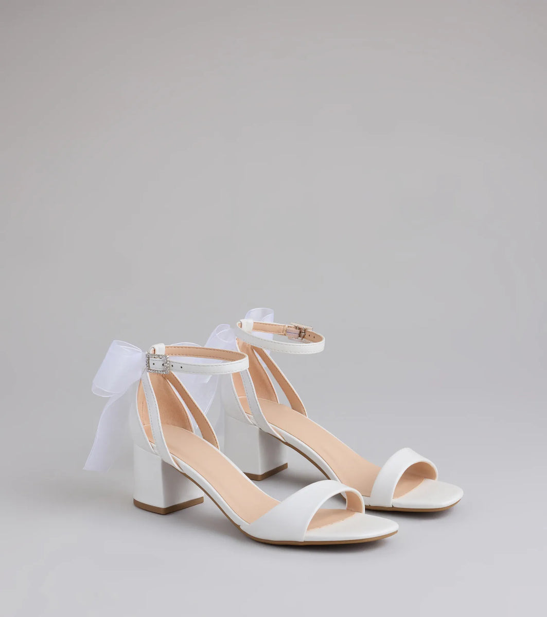 So Pretty Chiffon Bow Satin Block Heels | Windsor Stores