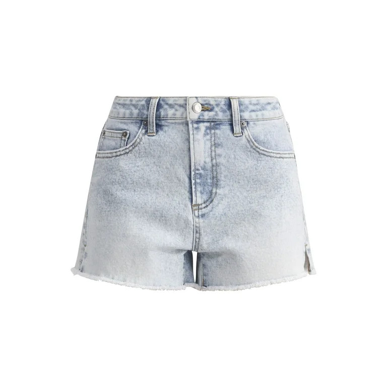 No Boundaries Mid Rise Frayed Hem Denim Shorts, Women's | Walmart (US)