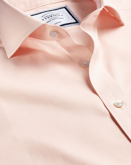 Spread Collar Non-Iron Twill Shirt - Peach | Charles Tyrwhitt