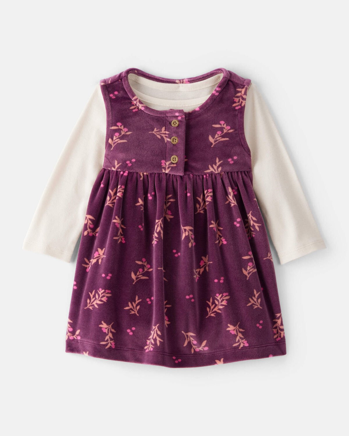 Baby Girl Flowers Print Velour Sleeveless Dress Set - Purple | Carter's Inc
