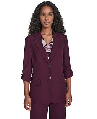 Women's Two Button Roll Tab Jacket | Macy's