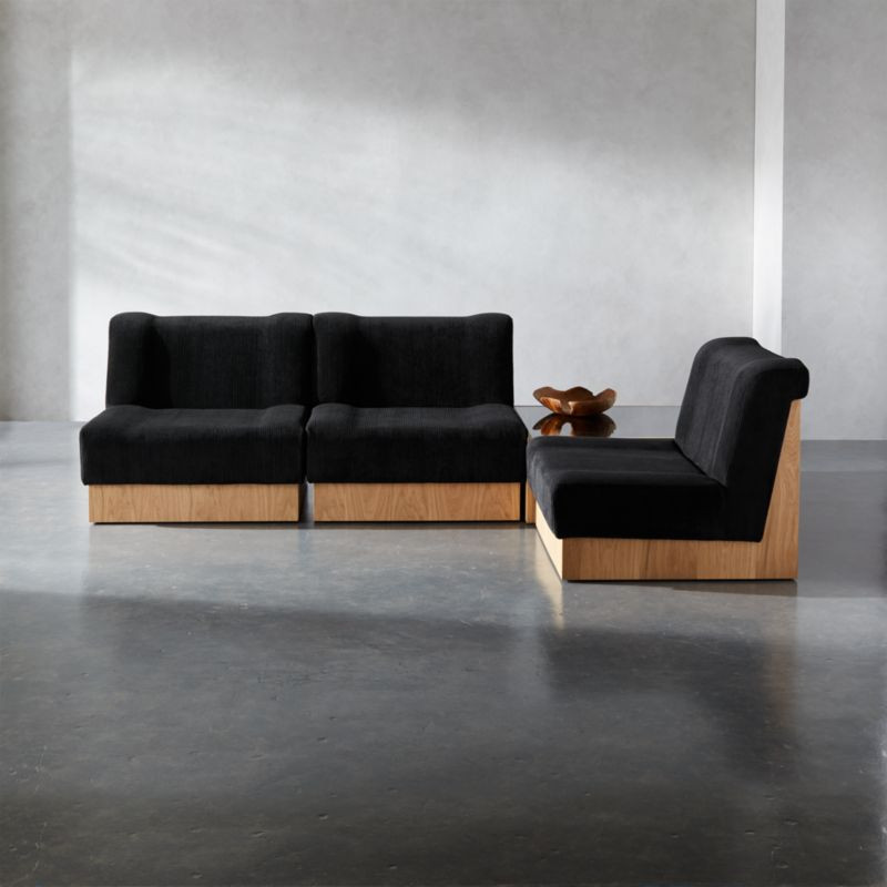 Vaneri Black Corduroy 4-Piece Modern Sectional Sofa | CB2 | CB2