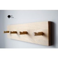 Wooden Coat Rack, Oak Wall Mounted Peg Coat Hooks, Entryway Organiser | Etsy (US)