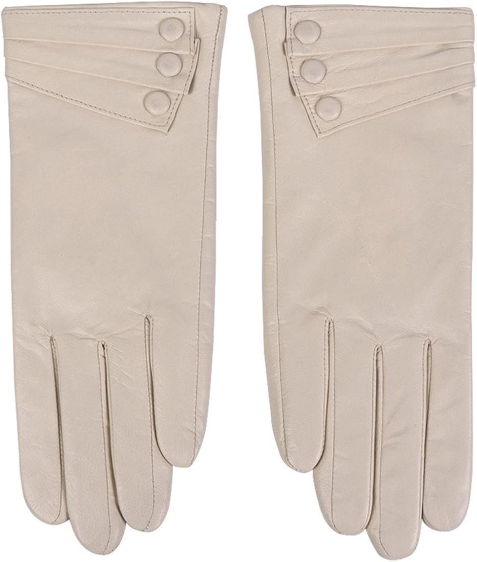 Nappaglo Nappa Leather Gloves Warm Lining Winter Button Decoration Lambskin for Women | Amazon (US)