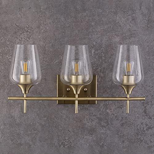CO-Z 3-Light Gold Vanity Light Fixtures Over Mirror, Wall Mount Modern Brass Bathroom Sconce with... | Amazon (US)