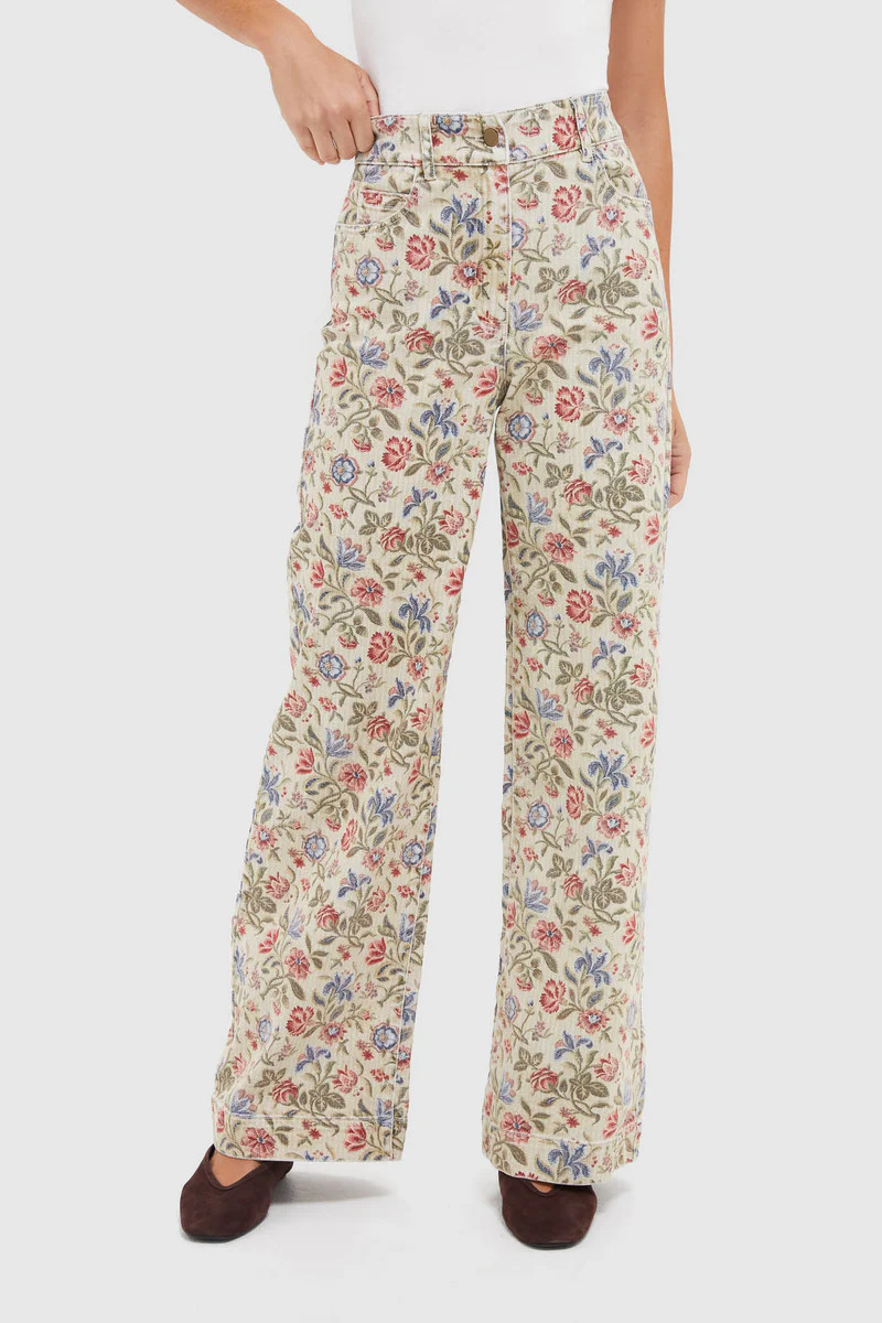 Dianthus Floral Denim Clara Pants | Tuckernuck (US)