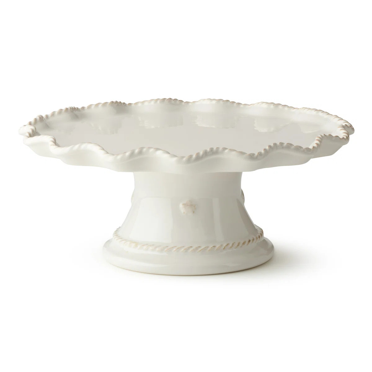 Heritage Scroll Footed Cake Plate – Elegant 11.5" x 4.75" Ivory Stoneware Pedestal Stand with S... | Wayfair North America