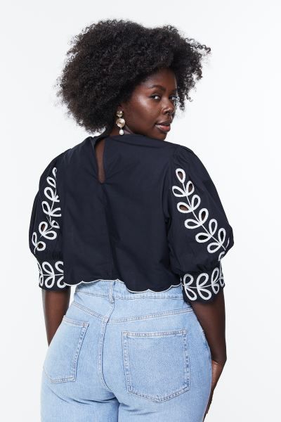 Puff-sleeved Embroidered Blouse | H&M (US + CA)