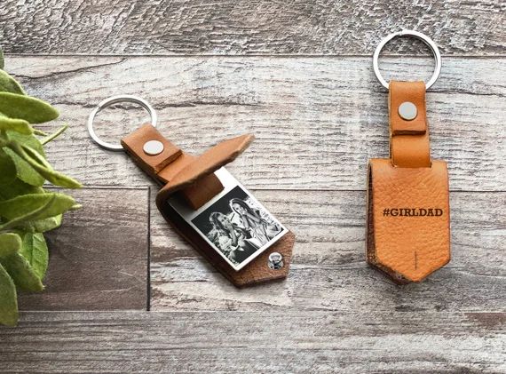 Personalized Leather Photo Keyring - Custom Engraved Premium Handmade Leather Photo Keychain - Fa... | Etsy (US)