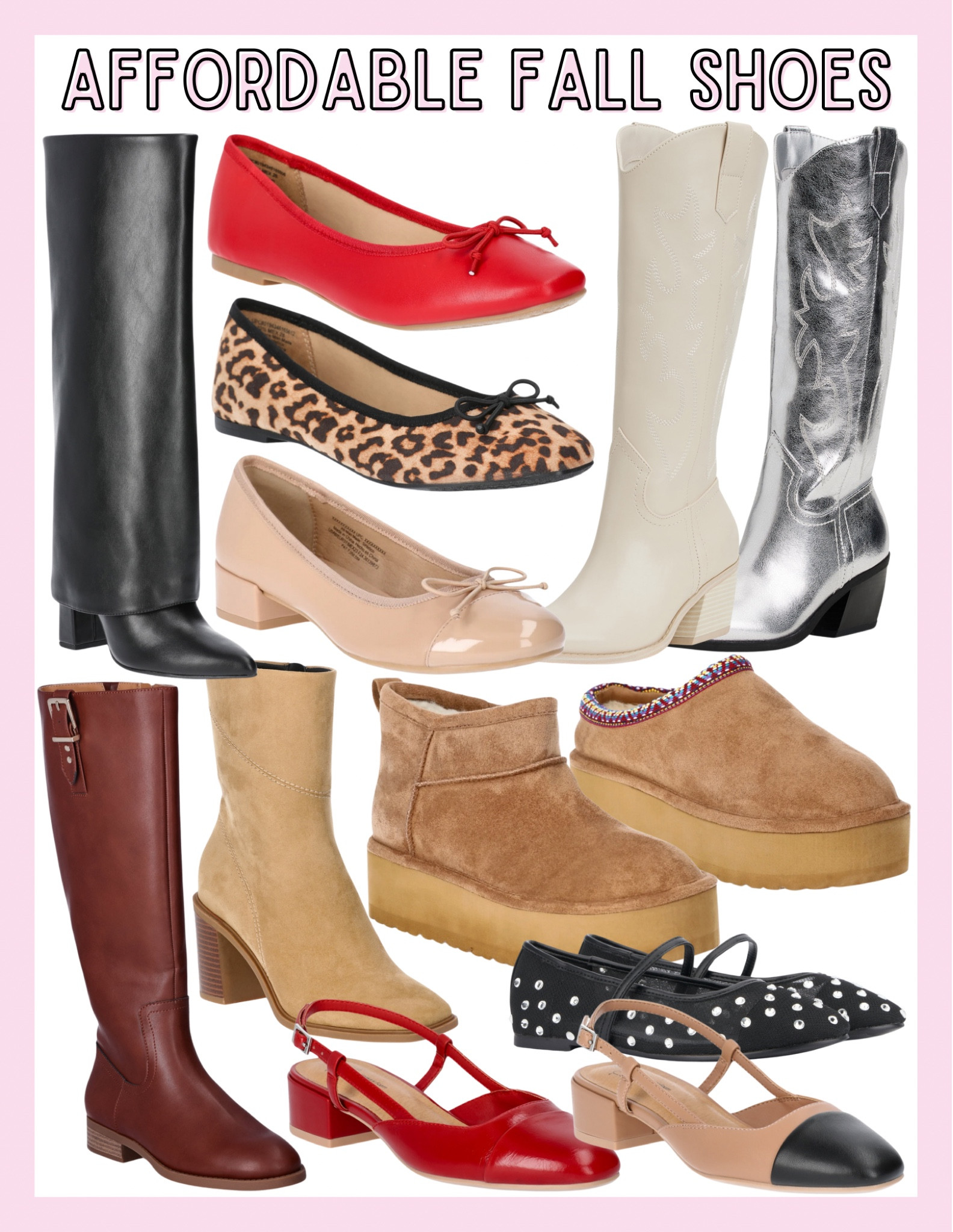 Fall shoes / red ballet flats / leopard ballet flats / Ugg inspired platforms / rhinestone flats / red flats / tan riding boots / white western boots / cap toe flats / walmart fall shoes / Walmart fashion 

#LTKShoeCrush #LTKBacktoSchool #LTKFindsUnder50