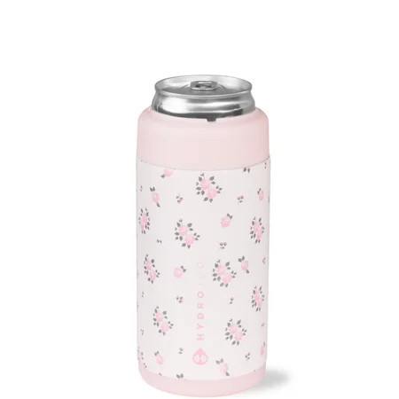 HydroJug Can Cooler - Slim 2-in-1 Insulated Can Cooler Cup 12oz - Stainless Steel, Non-Slip Rubber Base, Screw-Top Lid - Wildrose | Walmart (US)