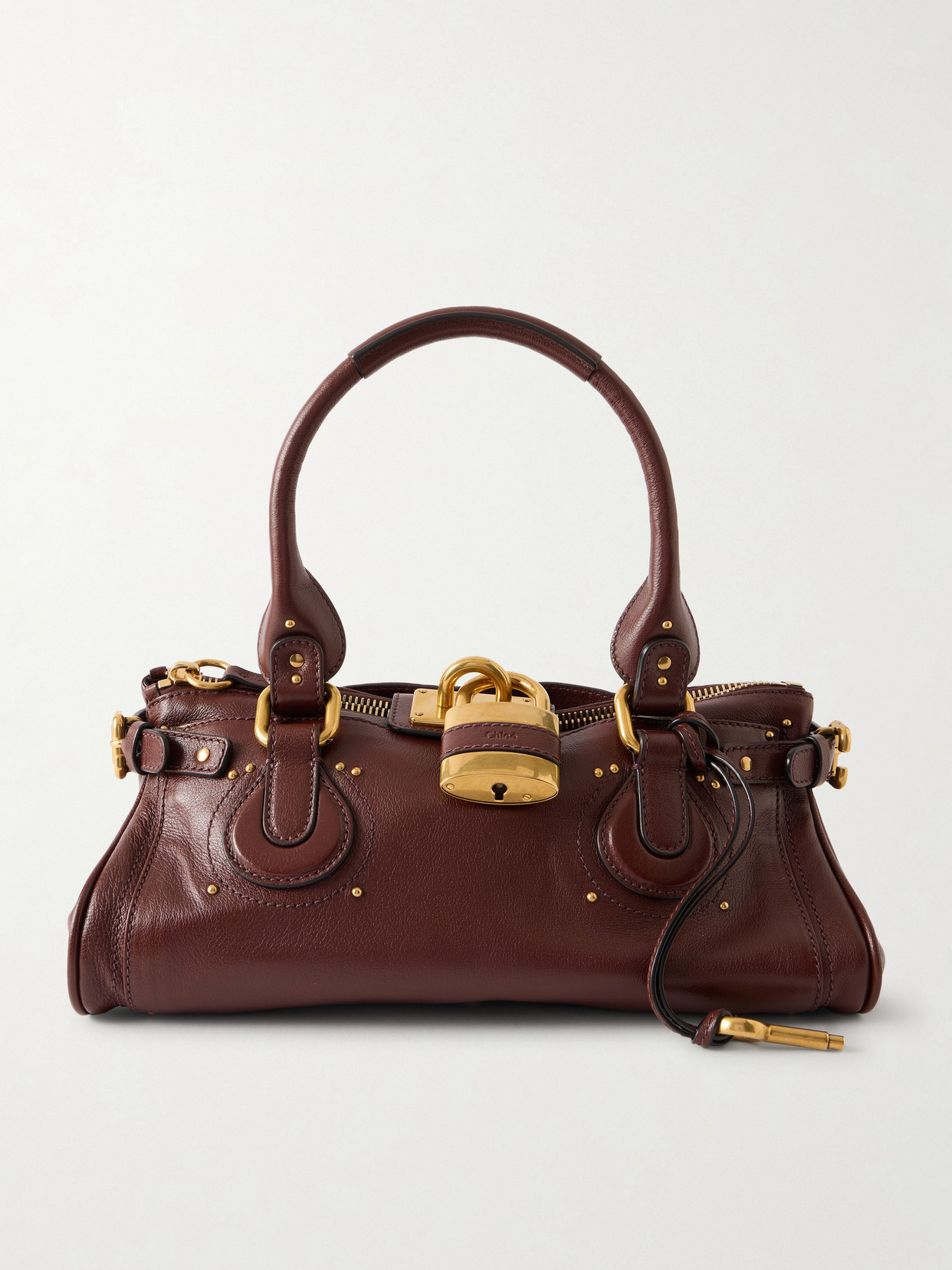 Chloé - Paddington Embellished Leather Tote - Brown | NET-A-PORTER (US)