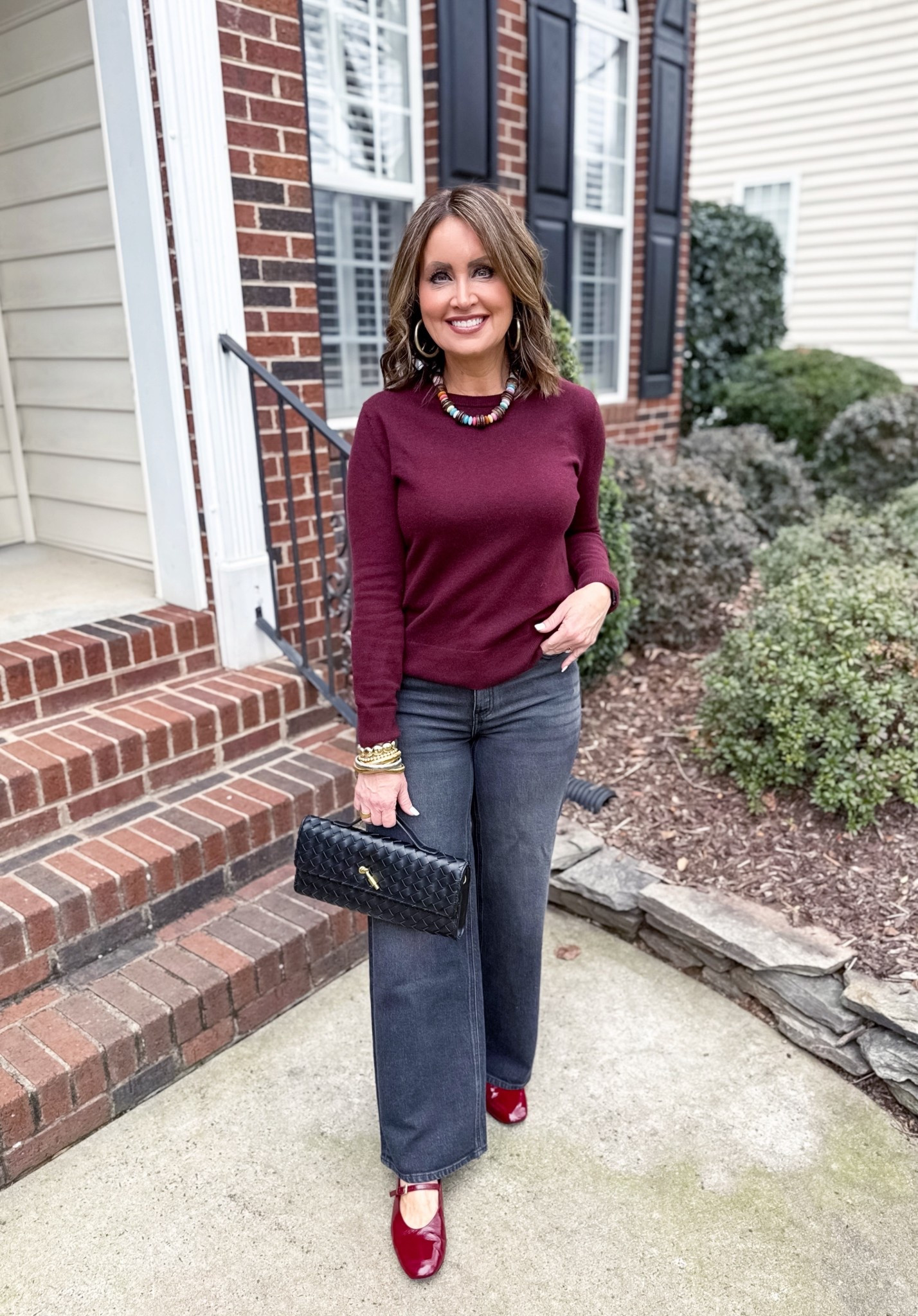 Quince cashmere sweater - only $50! True to size 

Off black wide leg denim - only $50! True to size 

Use code LAURA on my jewelry to save 25%

#LTKdayinmylife #LTKOver40 #LTKWorkwear