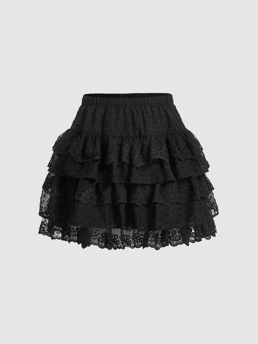 SHEIN MOD Women's Multi-layer Lace Skirt | SHEIN