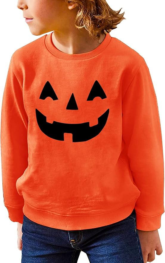 Remimi Unisex Kids Halloween Thanksgiving Print Pullover Sweatshirt 5-14 Years | Amazon (US)