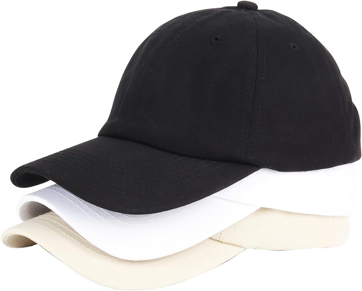 Umeepar 3PCS Plain Baseball Cap for Men Women Adjustable Low Profile Unstructured Cotton Dad Hat | Amazon (US)