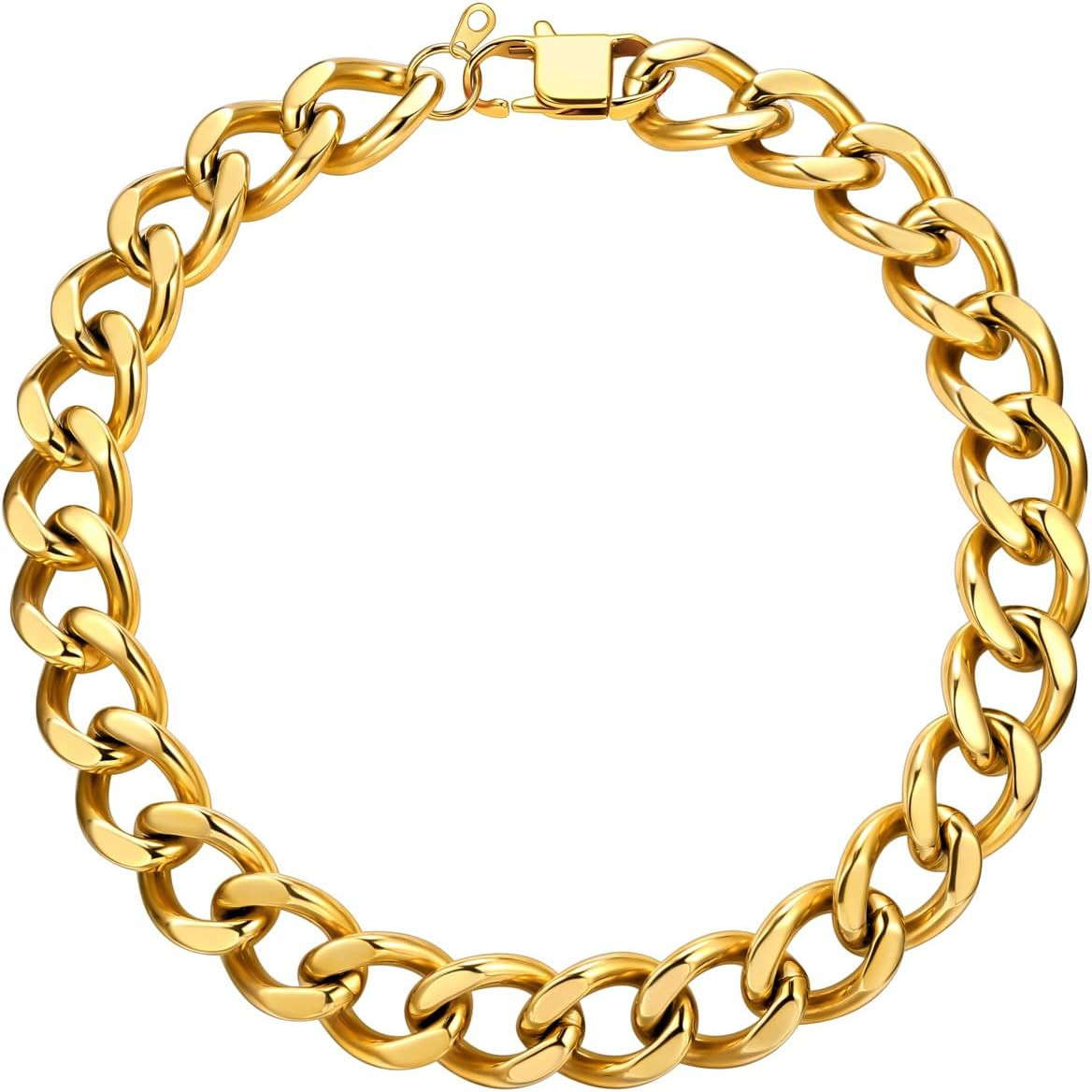 U7 Chunky Cuban Link Chain for Women, Stainless Steel Chain Necklace, Dainty 14K Gold/Silver Thick Trendy Punk Hip Hop Cuban Chain, 12mm/16mm/20mm | Amazon (US)