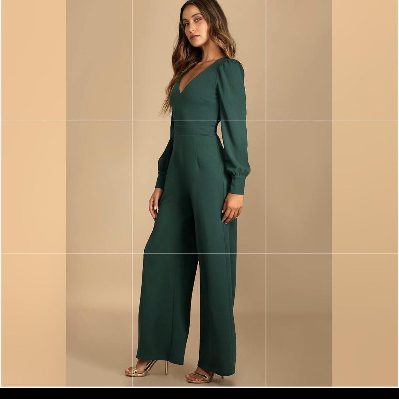 Lulus Women's Palazzo Jumpsuit - Green - S | Depop US
