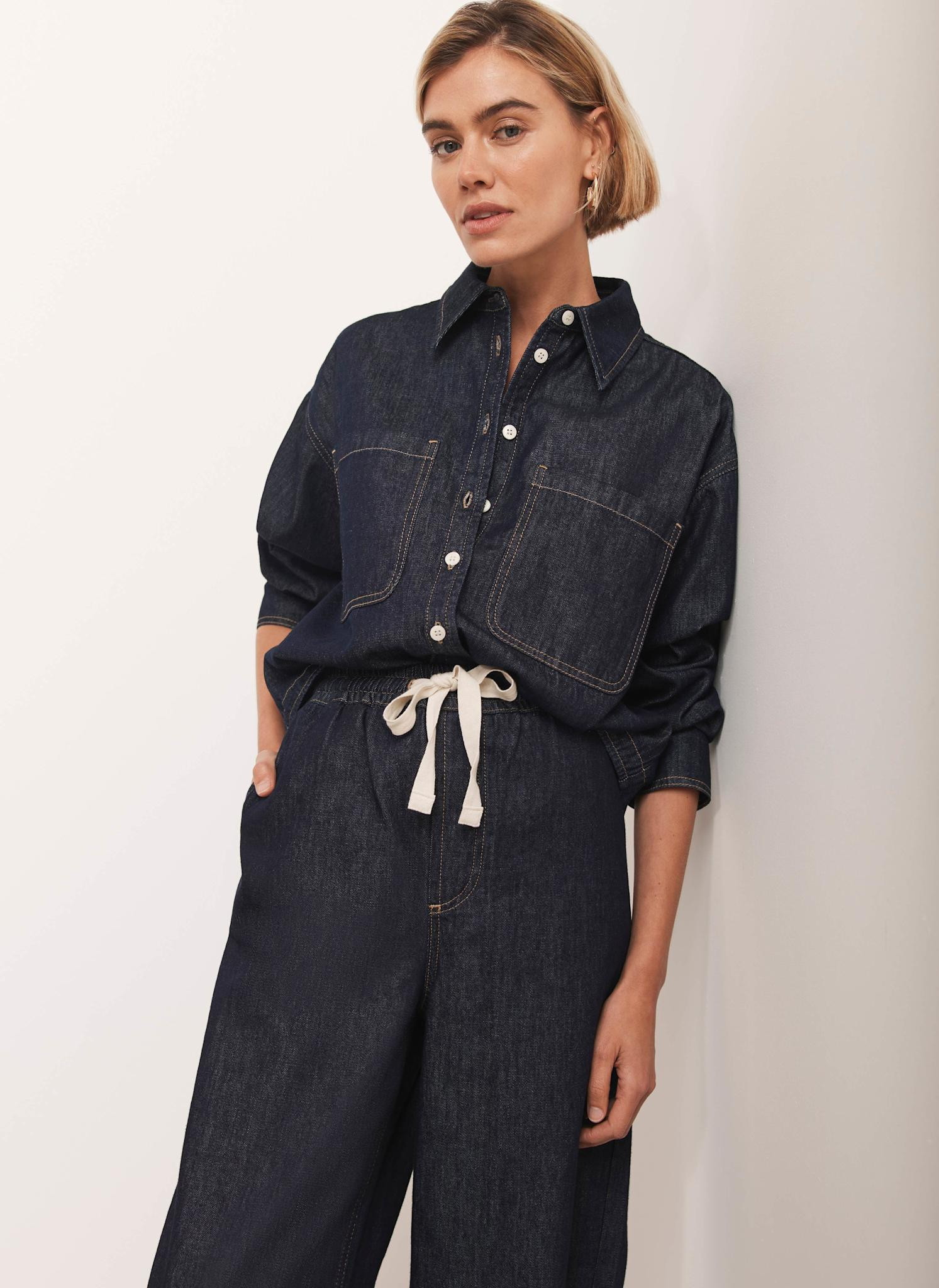Dark Indigo Denim Shirt | Mint Velvet