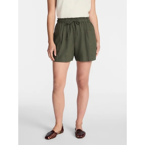 Time and Tru Women's Linen Blend Shorts, Sizes XS-XXXL | Walmart (US)