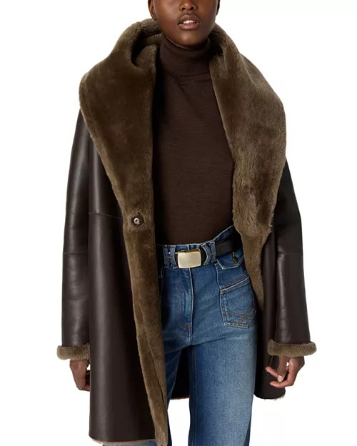 Melina Leather & Faux Fur Trim Coat | Bloomingdale's (US)