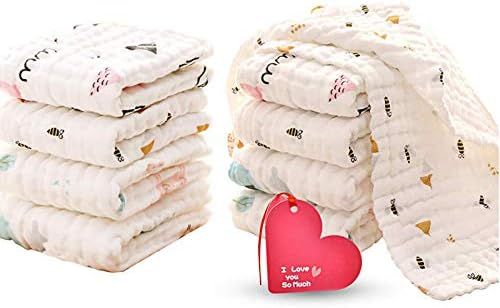 KOROTUS Muslin Baby Burp Cloths Washcloths Face Towels 10-Pack Extra Large 10 X 20 inches 6 Layer... | Amazon (US)