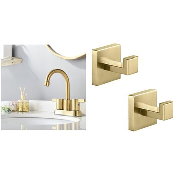 Phiestina Brushed Gold 4-in Centerset 2-Handle Bathroom Sink Faucet and Towel Hook at Lowes.com | Lowe's