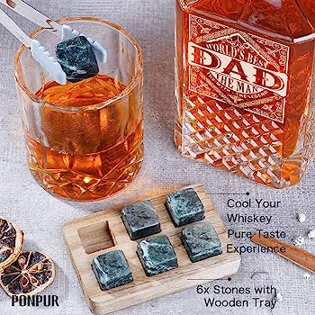 PONPUR Gifts for Men Dad Fathers Day, Whiskey Decanter Set with 2 Glasses, Unique Cool Dad Birthd... | Amazon (US)