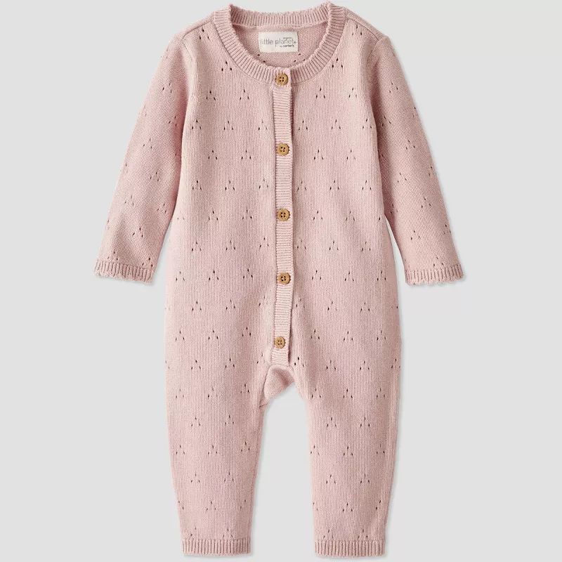 Little Planet by Carter's Organic Baby Girls'️ Pointelle Sweater Knit Romper - Pink | Target