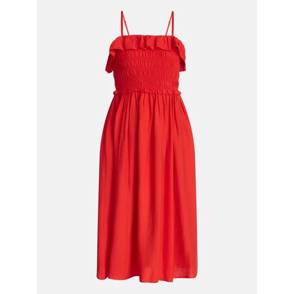 Time and Tru Women's Sleeveless Smocked Midi Dress, Sizes XS-XXXL | Walmart (US)