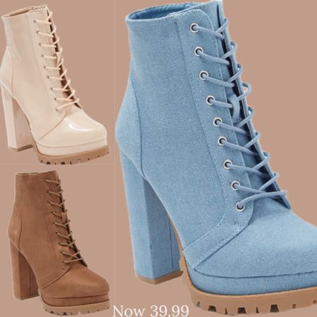 These amazing laced boots with this high heels are perfect for the fall fits! #bluelacedboots 

#LTKsalealert #LTKshoecrush #LTKunder50