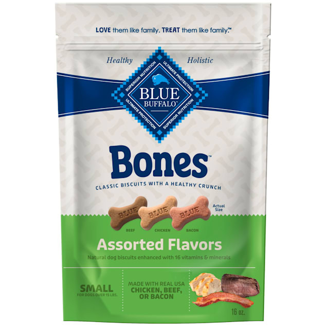 Blue Buffalo Bones Assorted Flavors Beef, Chicken, Bacon Small Natural Crunchy Dog Biscuit Treats... | Petco
