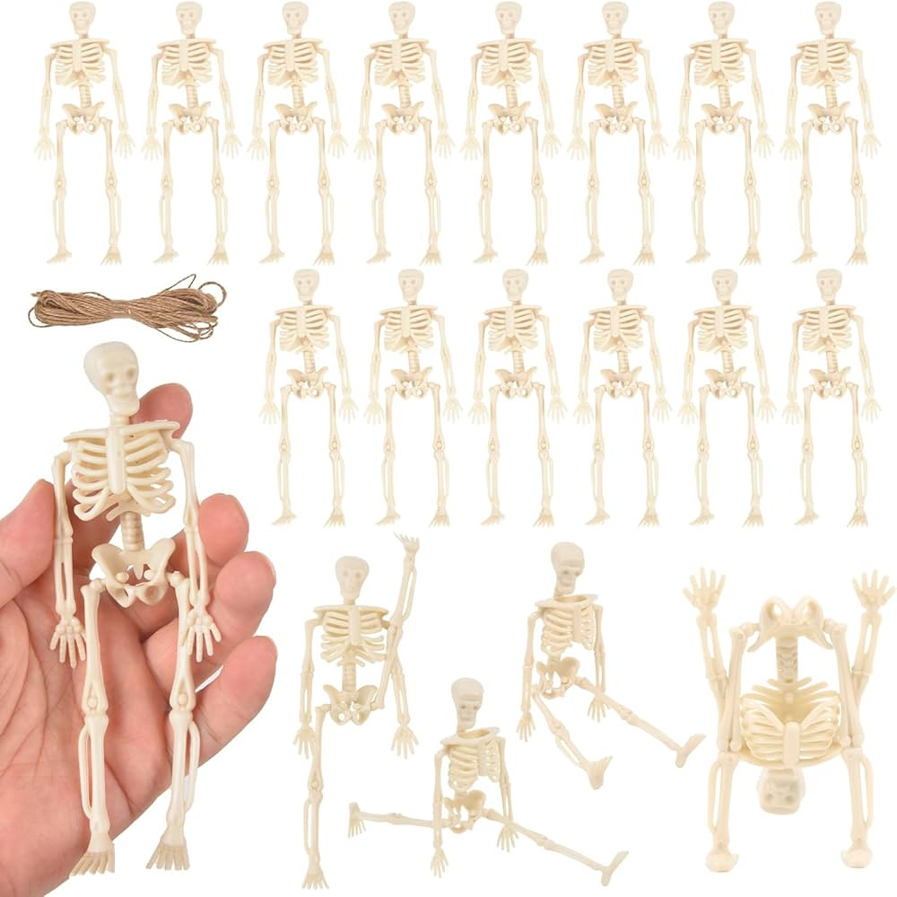 Mini Skeleton Figurines - 18Pcs 6" Mini Skeletons Figure for Halloween Decor, Plastic Posable Sma... | Amazon (US)