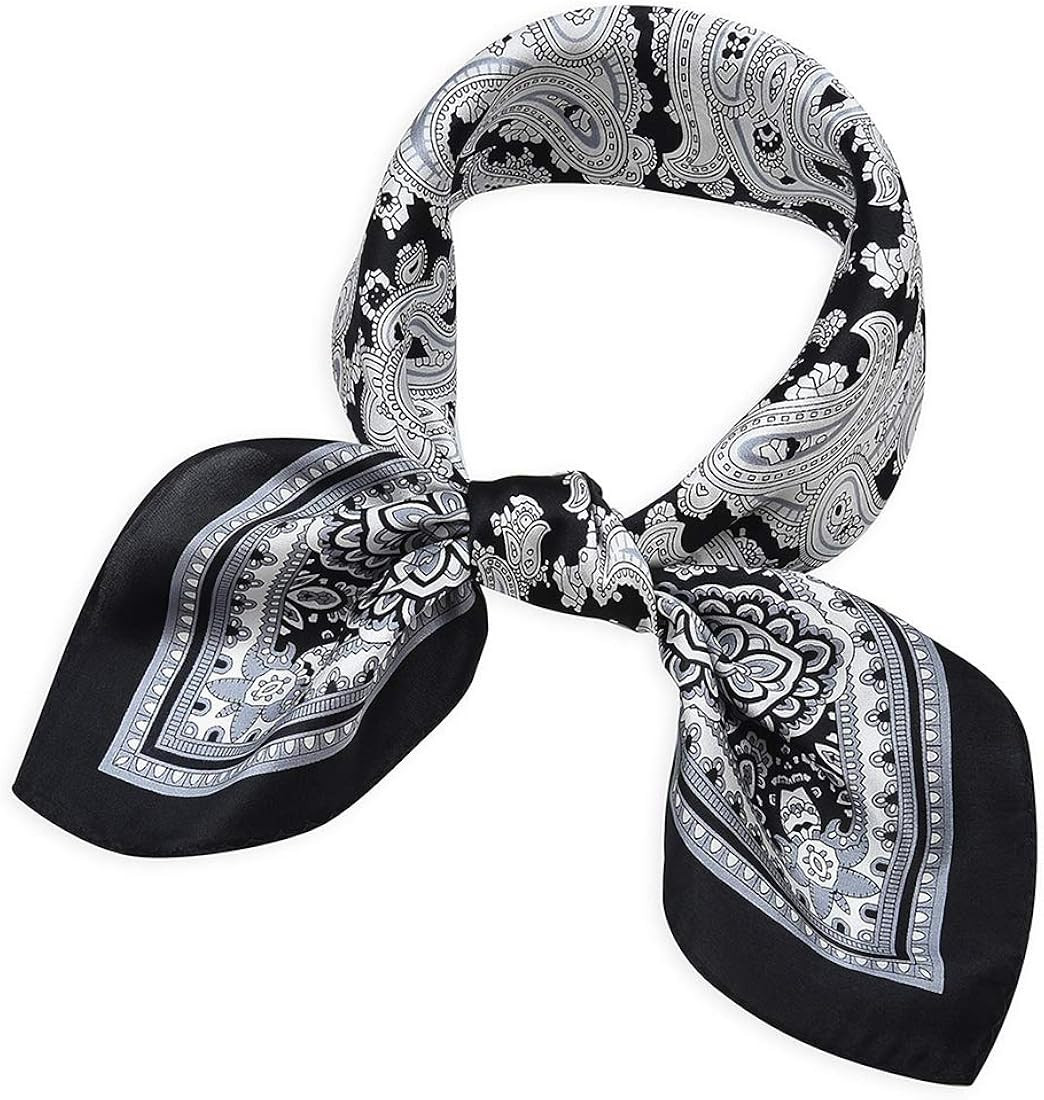corciova 21 x 21 100% Real Mulberry Women Silk Small Square Neck Scarfs Satin Bandana | Amazon (US)