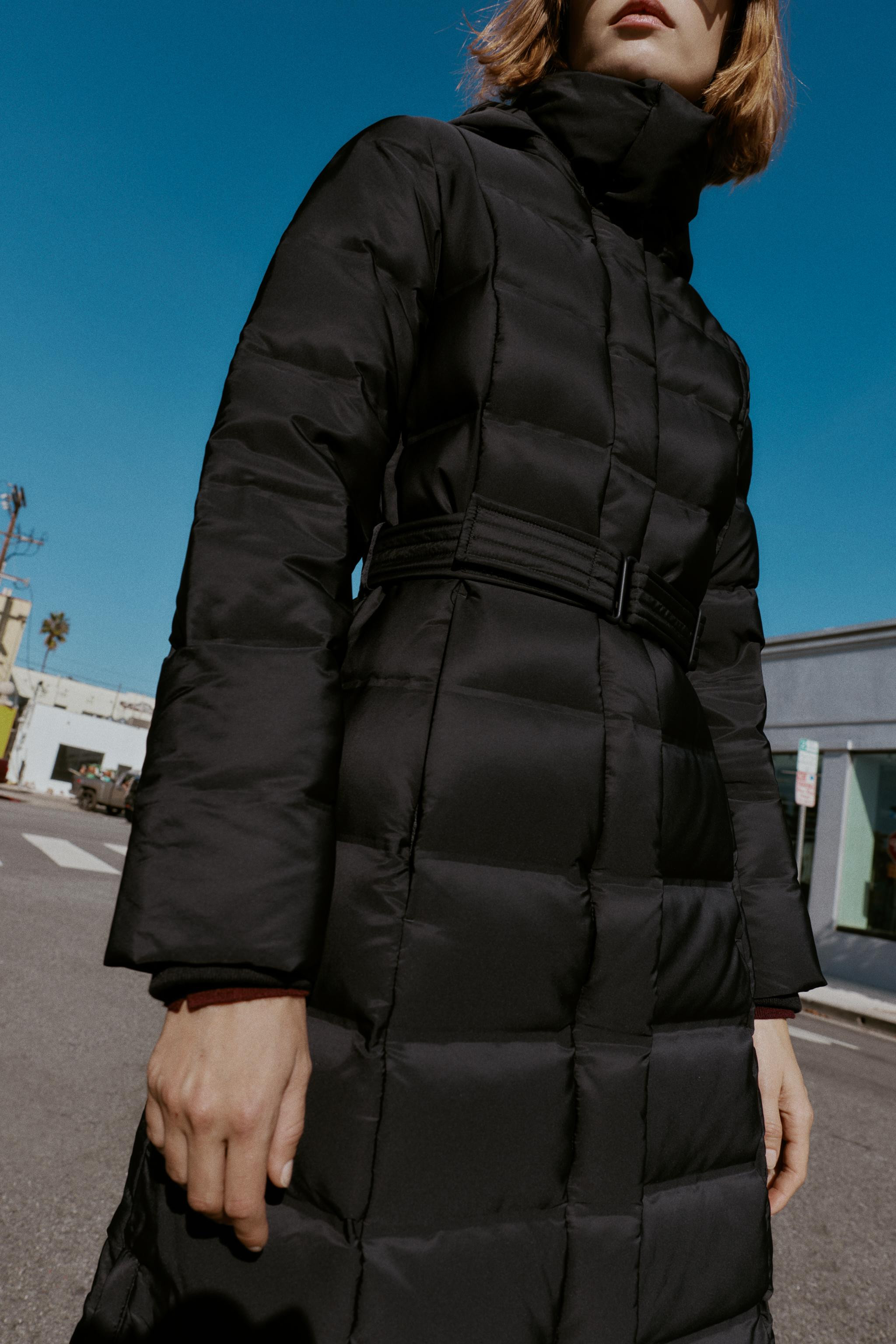 HOODED BELTED WATER-REPELLENT WINDPROOF DOWN PUFFER JACKET | Zara UK